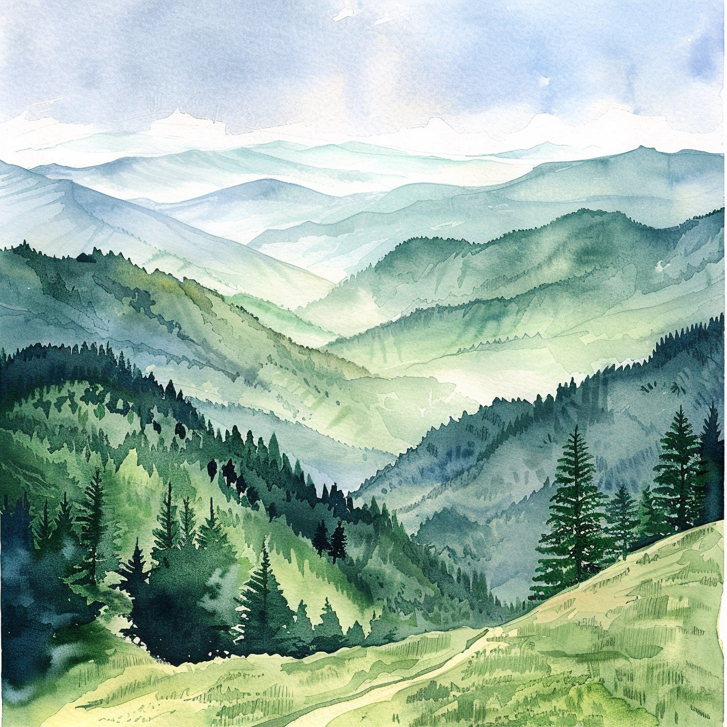 Tranquil Mountain Scape – Watercolor Paint by Numbers DIY Kit for Nature Lovers and Artists of All Levels