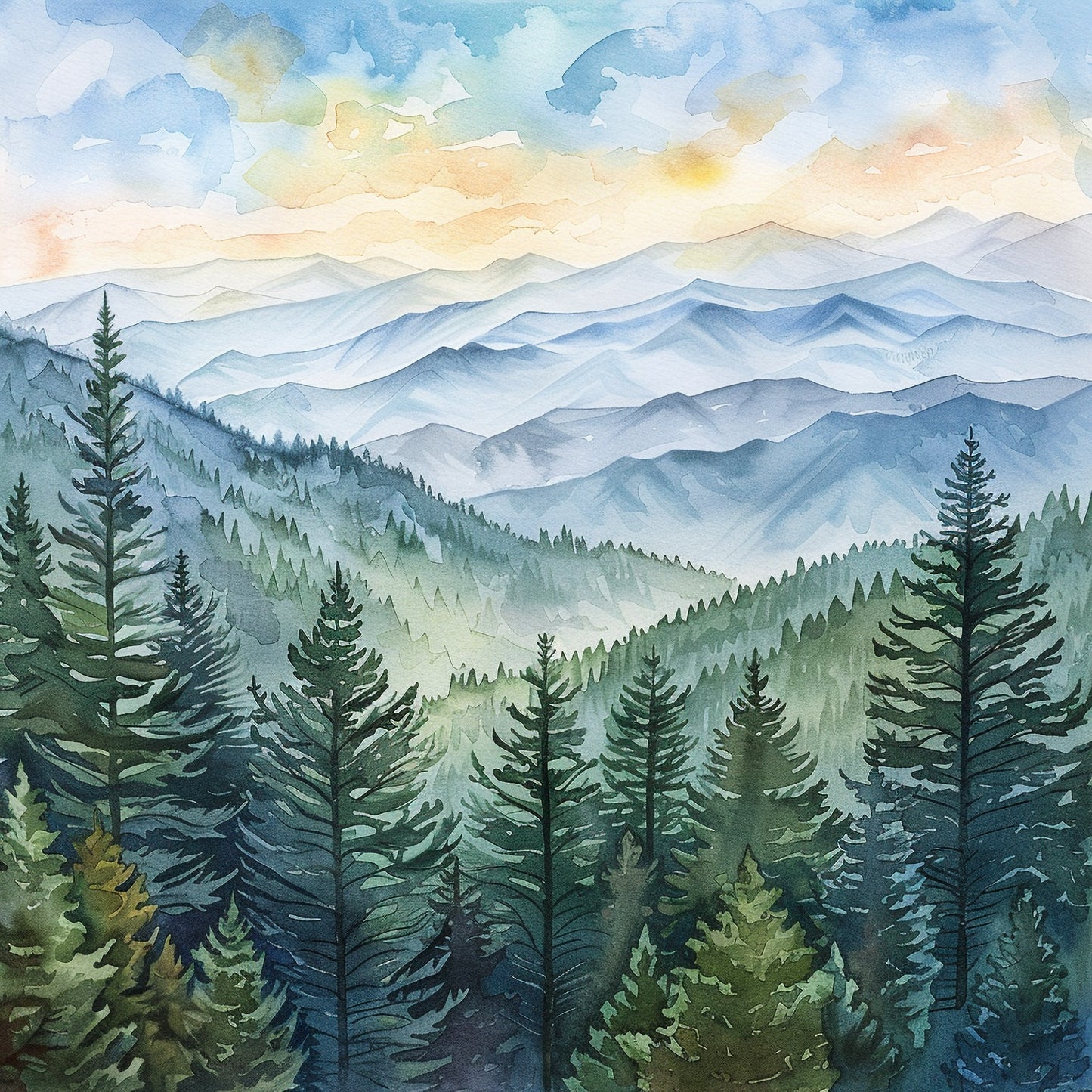 Tranquil Mountain Scape – Watercolor Paint by Numbers DIY Kit for Nature Lovers and Artists of All Levels