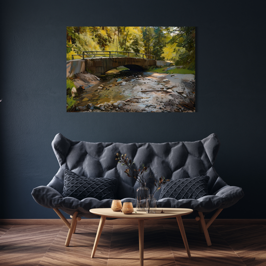 Paint By Numbers Stone Bridge with Creek – DIY Canvas Art Kit for All Skill Levels