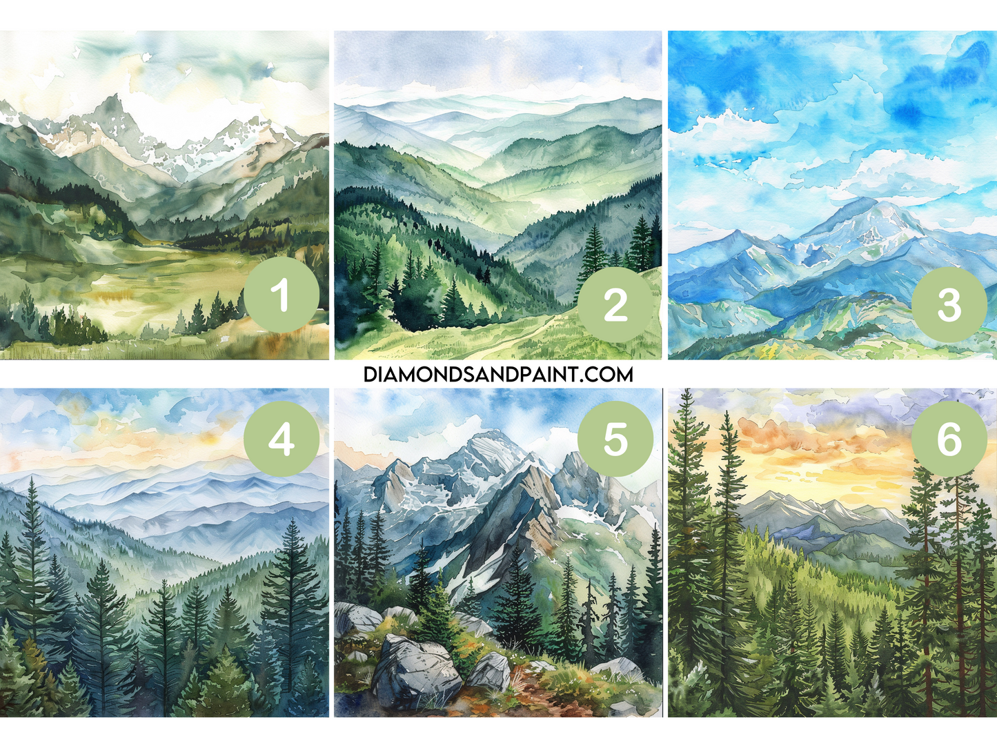 Tranquil Mountain Scape – Watercolor Paint by Numbers DIY Kit for Nature Lovers and Artists of All Levels