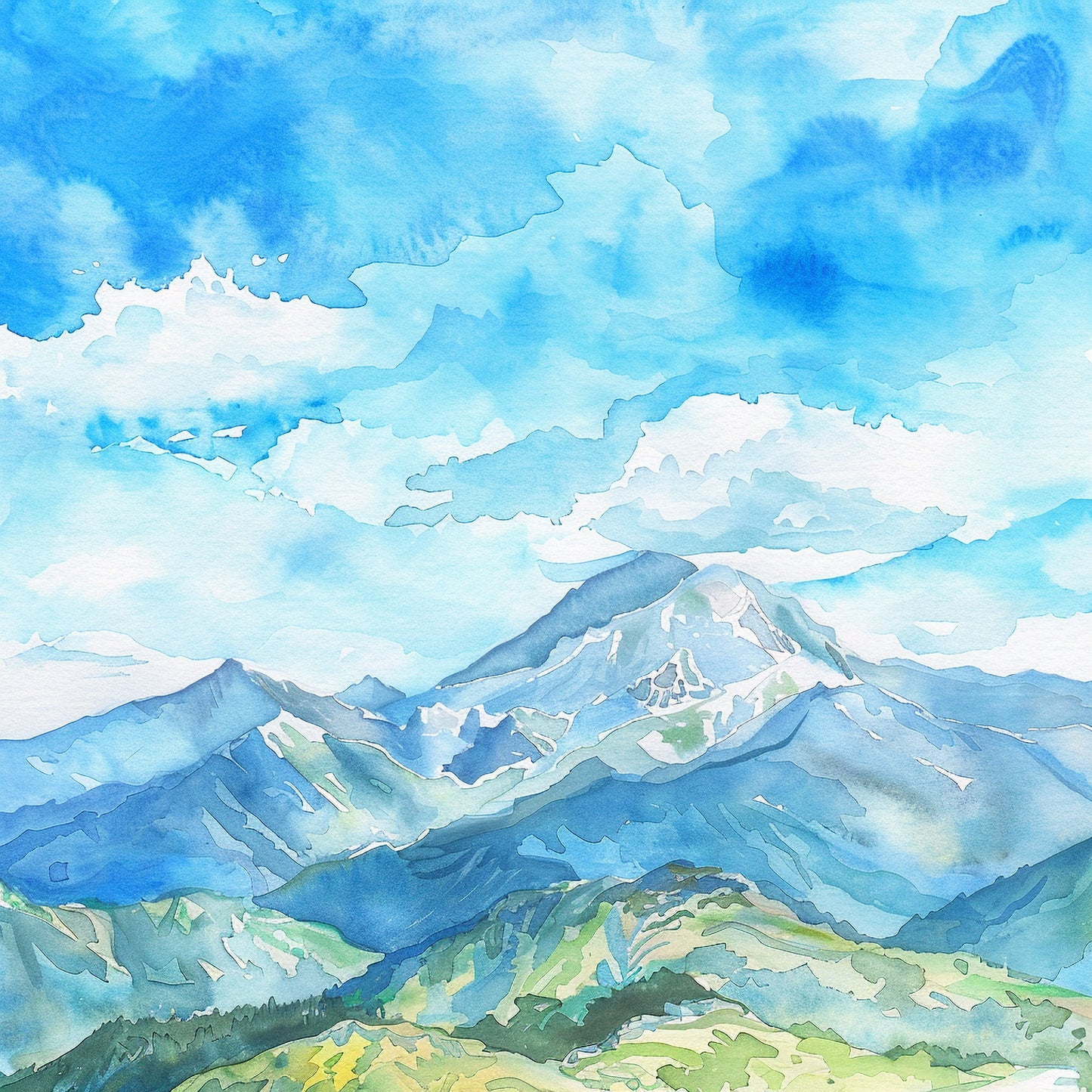 Tranquil Mountain Scape – Watercolor Paint by Numbers DIY Kit for Nature Lovers and Artists of All Levels